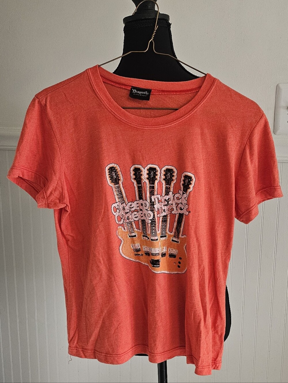 Cheap Trick Vintage Style Orange Graphic Guitar Tee XL